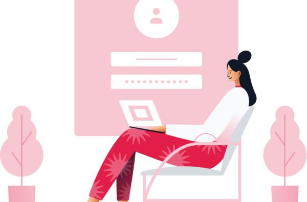 Woman using WordPress CMS in 2026